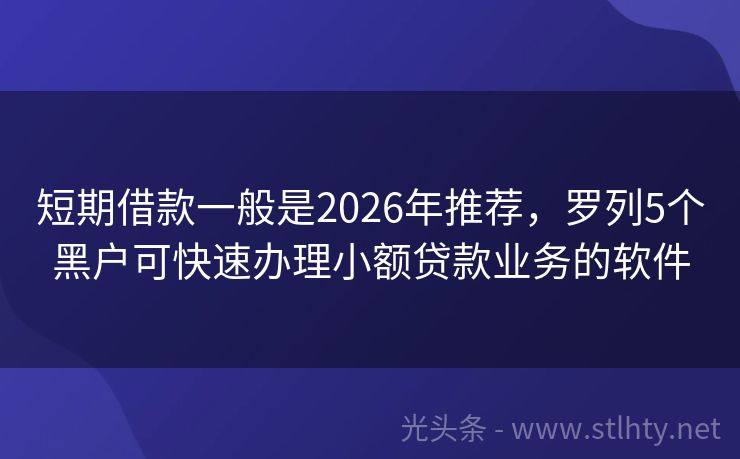短期借款一般是2026年推荐，罗列5个黑户可快速办理小额贷款业务的软件