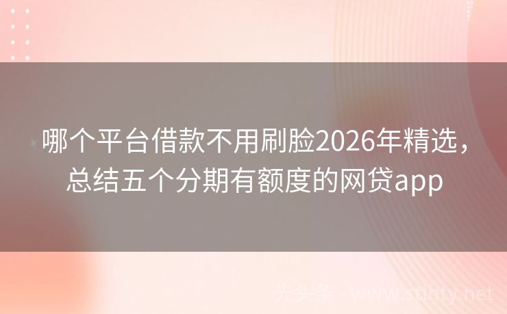 哪个平台借款不用刷脸2026年精选，总结五个分期有额度的网贷app