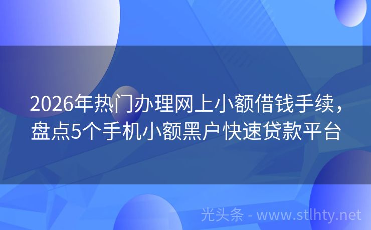 2026年热门办理网上小额借钱手续，盘点5个手机小额黑户快速贷款平台