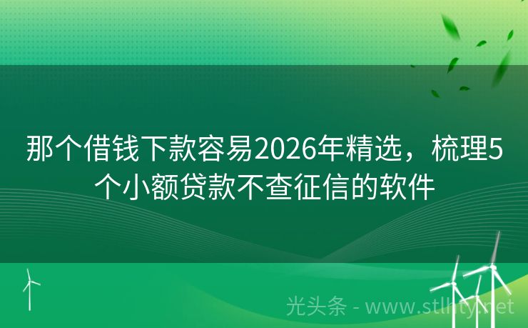 那个借钱下款容易2026年精选，梳理5个小额贷款不查征信的软件