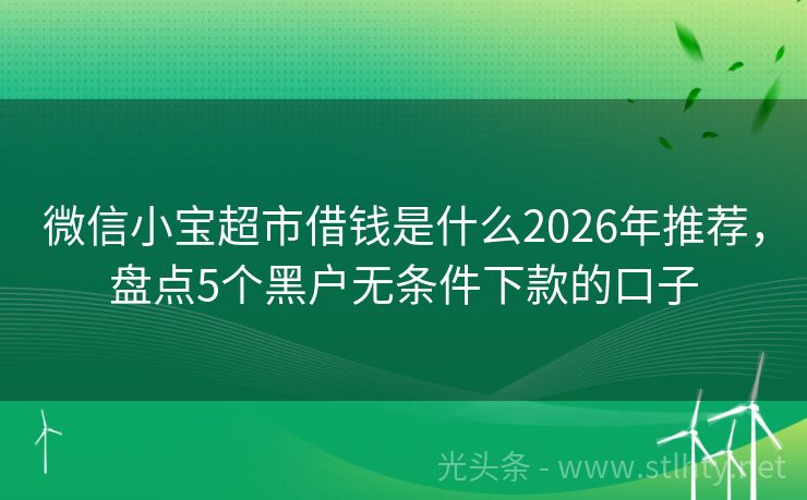 微信小宝超市借钱是什么2026年推荐，盘点5个黑户无条件下款的口子