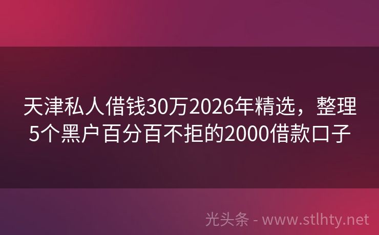 天津私人借钱30万2026年精选，整理5个黑户百分百不拒的2000借款口子