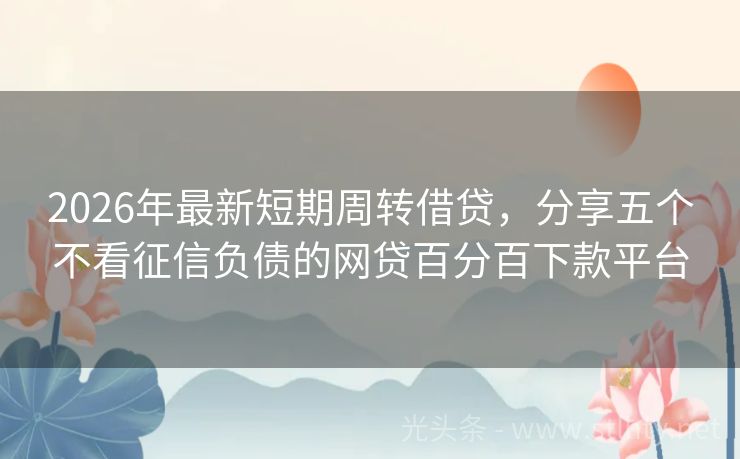 2026年最新短期周转借贷，分享五个不看征信负债的网贷百分百下款平台
