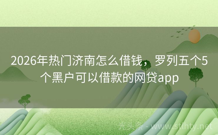 2026年热门济南怎么借钱，罗列五个5个黑户可以借款的网贷app