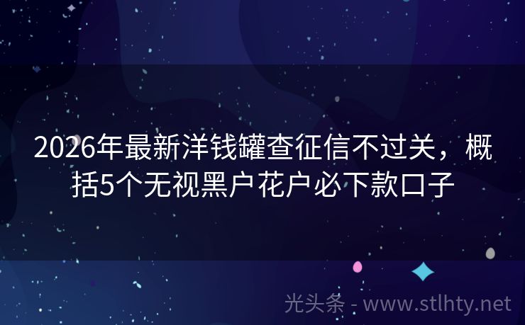2026年最新洋钱罐查征信不过关，概括5个无视黑户花户必下款口子