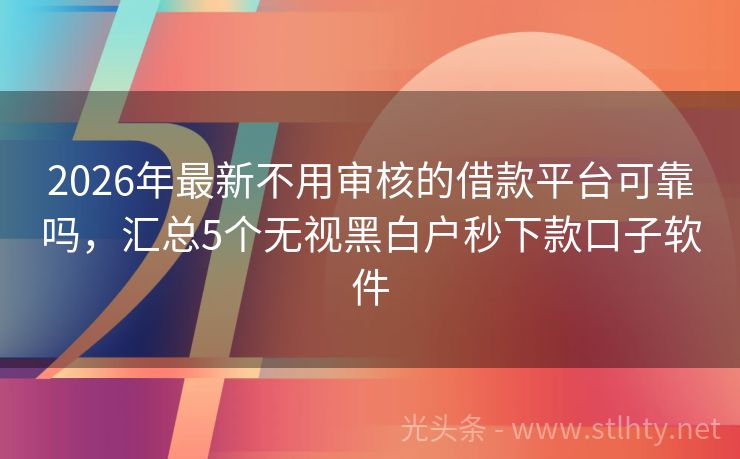 2026年最新不用审核的借款平台可靠吗，汇总5个无视黑白户秒下款口子软件