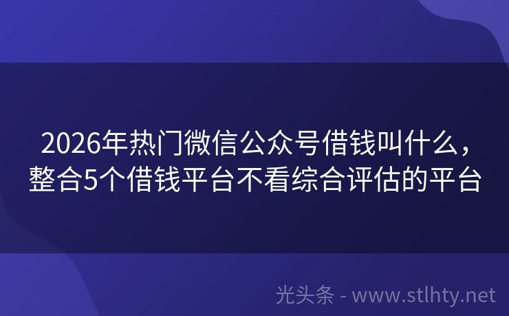 2026年热门微信公众号借钱叫什么，整合5个借钱平台不看综合评估的平台