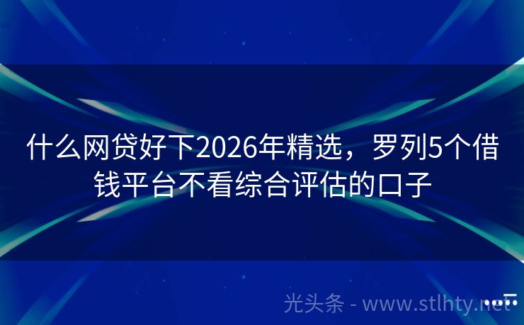 什么网贷好下2026年精选，罗列5个借钱平台不看综合评估的口子