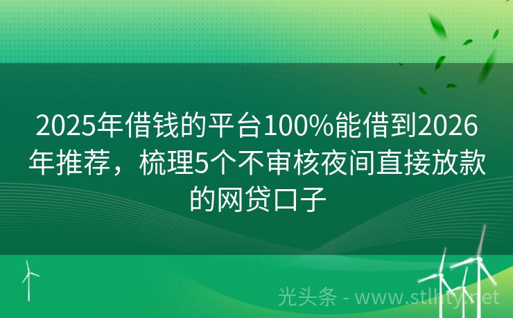 2025年借钱的平台100%能借到2026年推荐，梳理5个不审核夜间直接放款的网贷口子