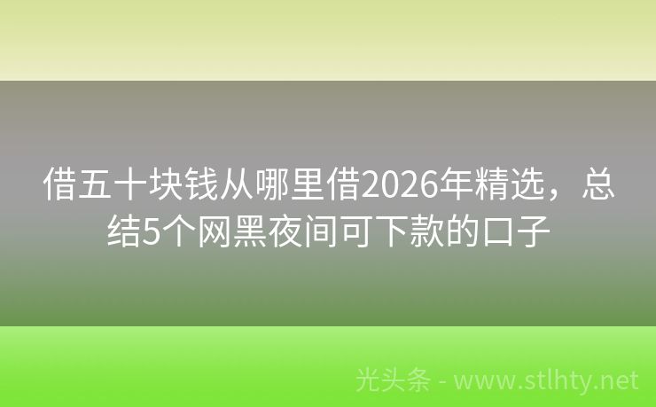 借五十块钱从哪里借2026年精选，总结5个网黑夜间可下款的口子