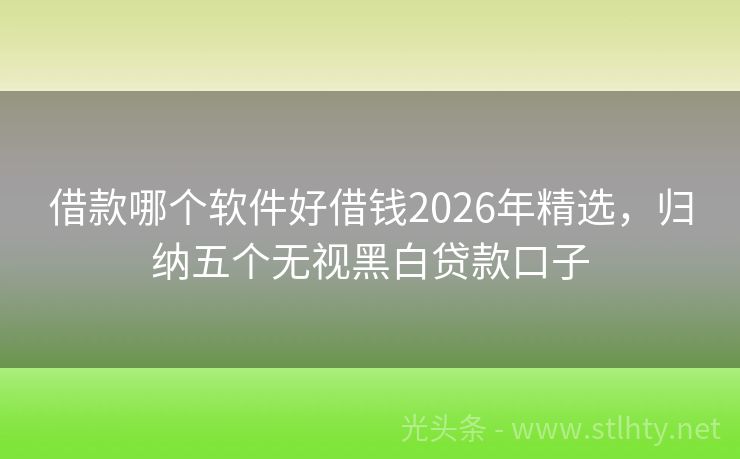 借款哪个软件好借钱2026年精选，归纳五个无视黑白贷款口子