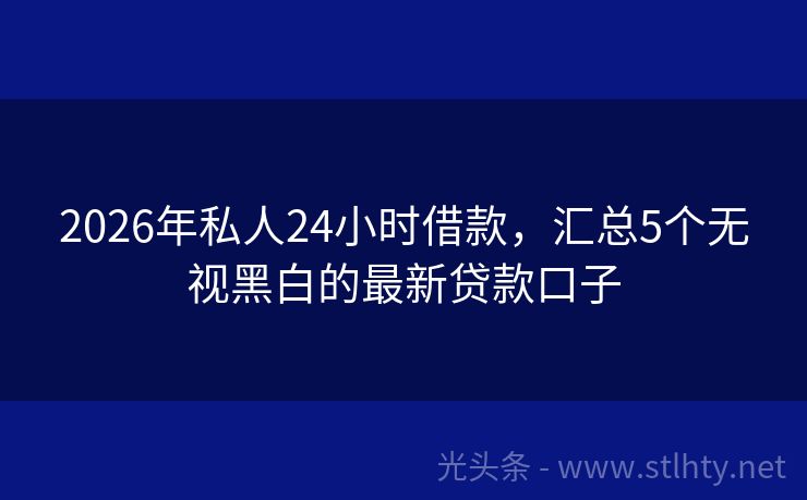 2026年私人24小时借款，汇总5个无视黑白的最新贷款口子