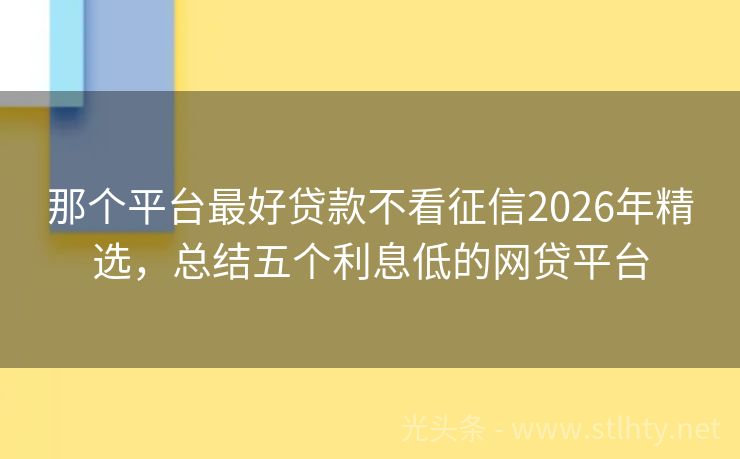 那个平台最好贷款不看征信2026年精选，总结五个利息低的网贷平台