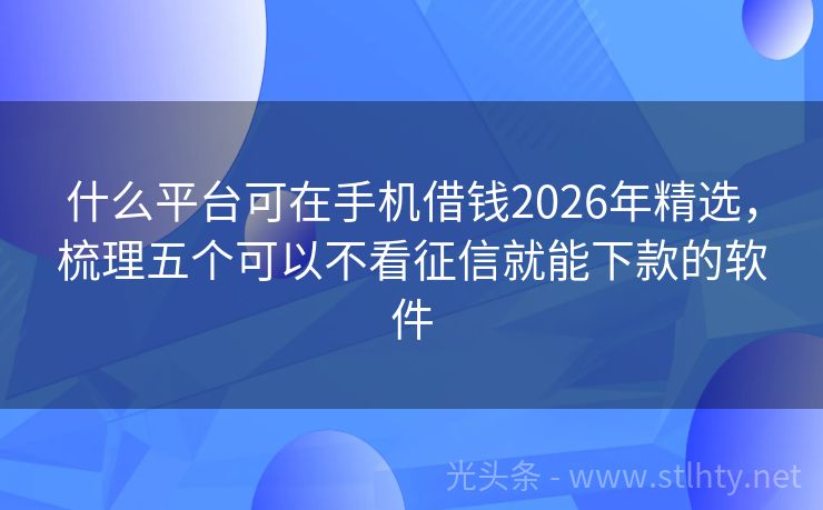 什么平台可在手机借钱2026年精选，梳理五个可以不看征信就能下款的软件
