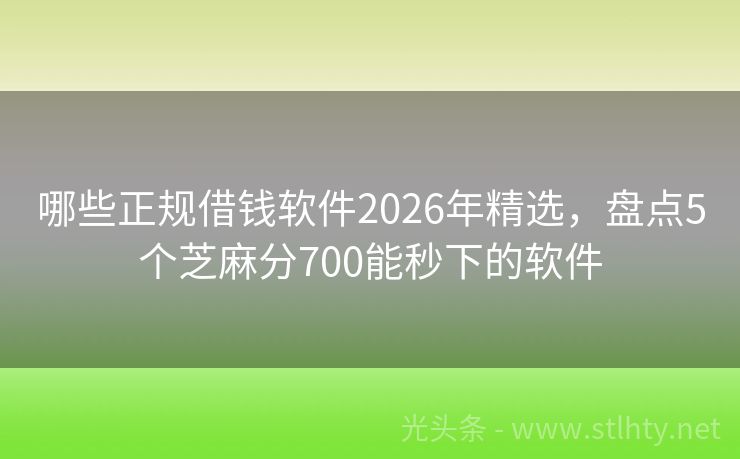 哪些正规借钱软件2026年精选，盘点5个芝麻分700能秒下的软件