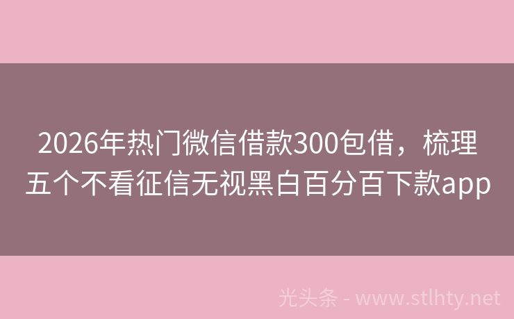 2026年热门微信借款300包借，梳理五个不看征信无视黑白百分百下款app