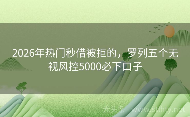 2026年热门秒借被拒的，罗列五个无视风控5000必下口子