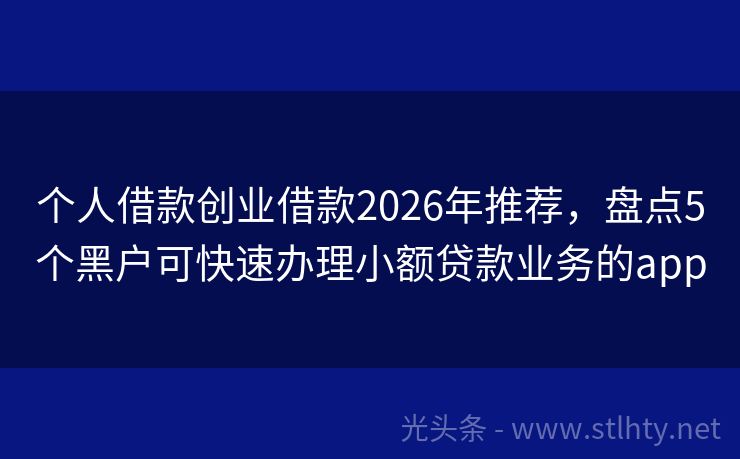 个人借款创业借款2026年推荐，盘点5个黑户可快速办理小额贷款业务的app