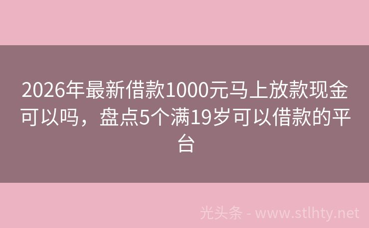 2026年最新借款1000元马上放款现金可以吗，盘点5个满19岁可以借款的平台