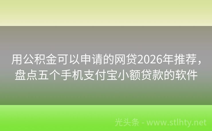 用公积金可以申请的网贷2026年推荐，盘点五个手机支付宝小额贷款的软件