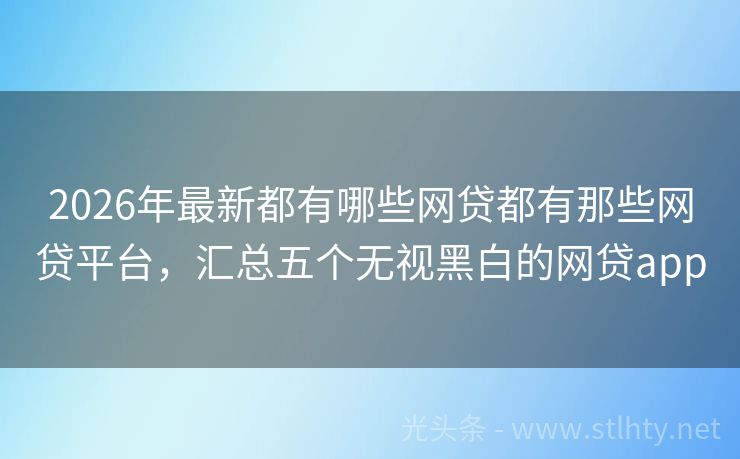 2026年最新都有哪些网贷都有那些网贷平台，汇总五个无视黑白的网贷app
