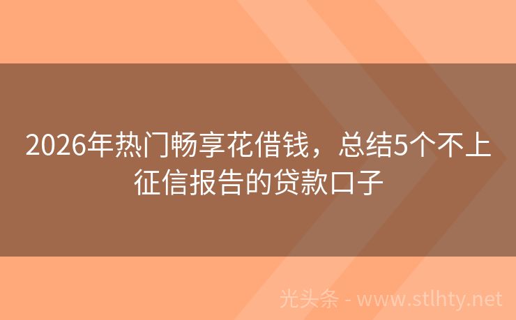 2026年热门畅享花借钱，总结5个不上征信报告的贷款口子