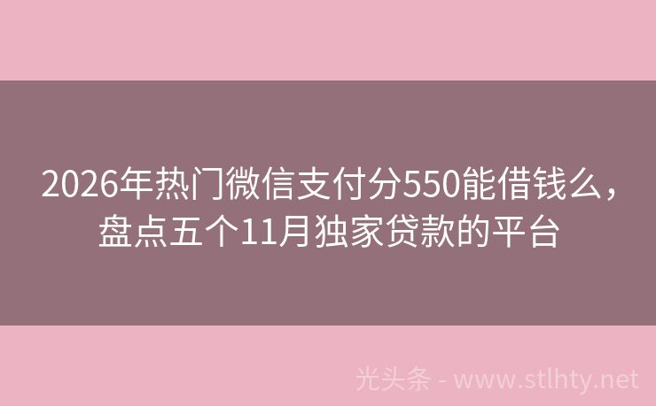 2026年热门微信支付分550能借钱么，盘点五个11月独家贷款的平台