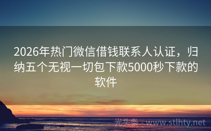 2026年热门微信借钱联系人认证，归纳五个无视一切包下款5000秒下款的软件