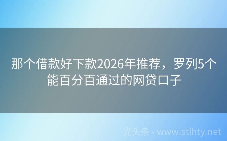 那个借款好下款2026年推荐，罗列5个能百分百通过的网贷口子