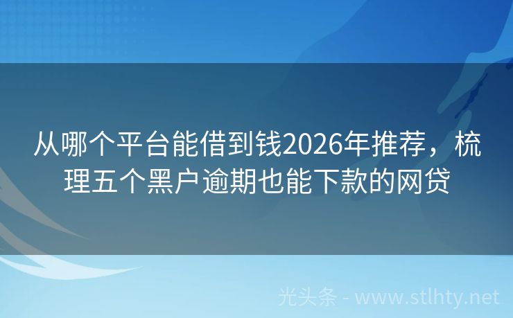 从哪个平台能借到钱2026年推荐，梳理五个黑户逾期也能下款的网贷