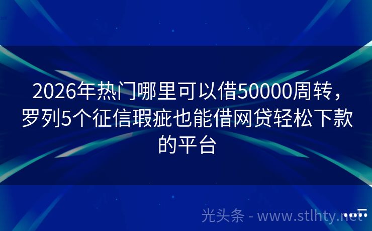 2026年热门哪里可以借50000周转，罗列5个征信瑕疵也能借网贷轻松下款的平台