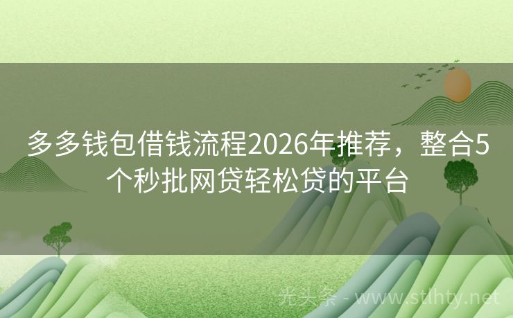 多多钱包借钱流程2026年推荐，整合5个秒批网贷轻松贷的平台