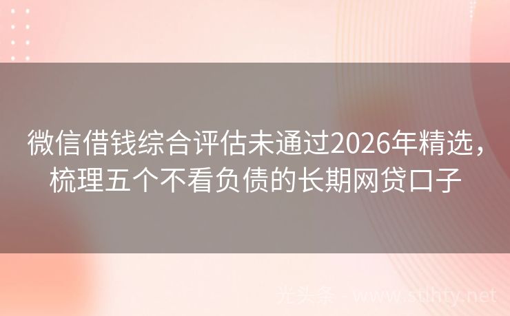 微信借钱综合评估未通过2026年精选，梳理五个不看负债的长期网贷口子