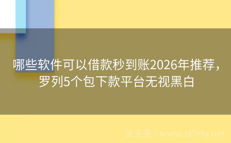 哪些软件可以借款秒到账2026年推荐，罗列5个包下款平台无视黑白