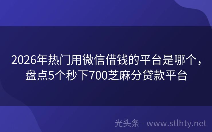 2026年热门用微信借钱的平台是哪个，盘点5个秒下700芝麻分贷款平台