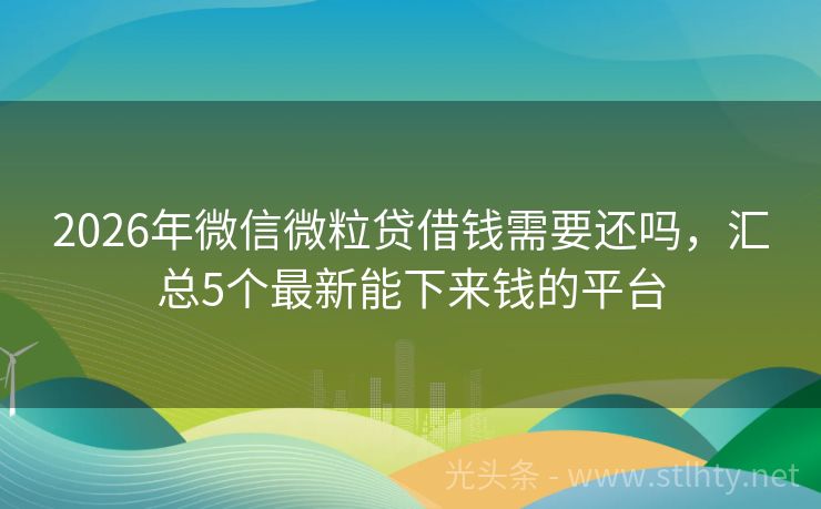 2026年微信微粒贷借钱需要还吗，汇总5个最新能下来钱的平台