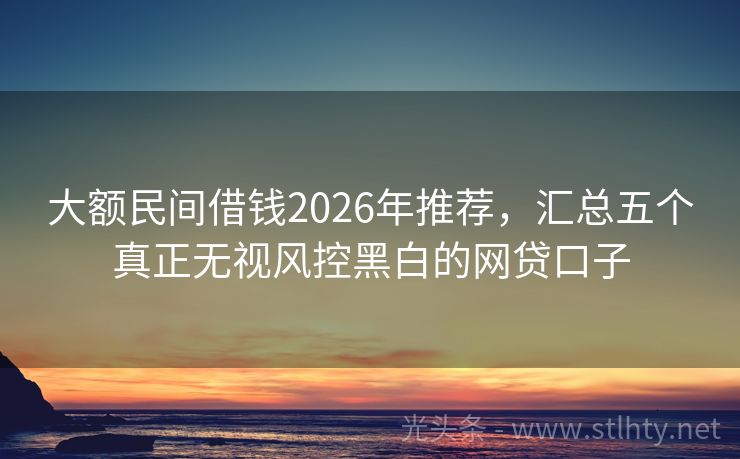 大额民间借钱2026年推荐，汇总五个真正无视风控黑白的网贷口子