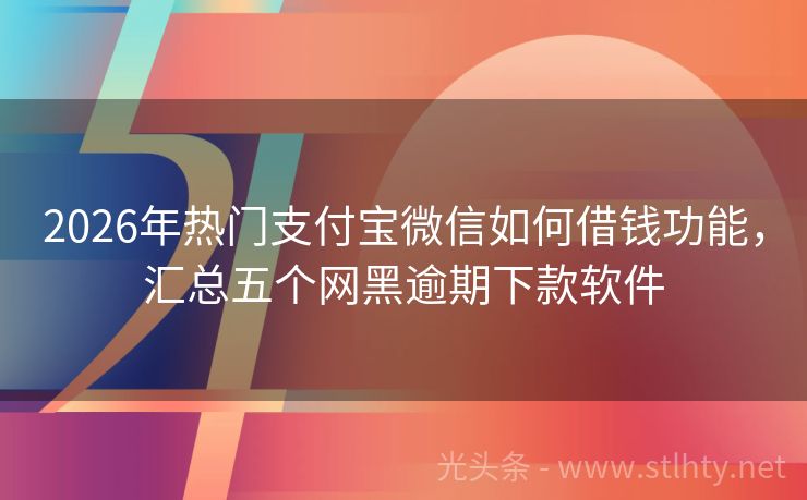 2026年热门支付宝微信如何借钱功能，汇总五个网黑逾期下款软件