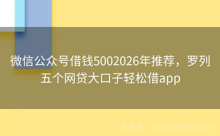 微信公众号借钱5002026年推荐，罗列五个网贷大口子轻松借app