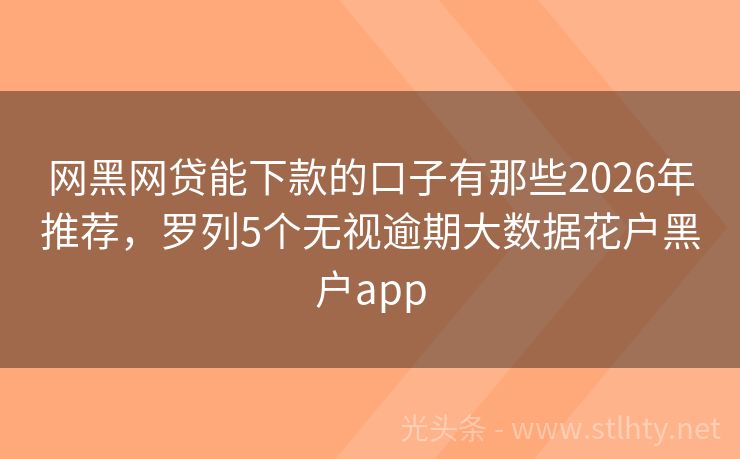 网黑网贷能下款的口子有那些2026年推荐，罗列5个无视逾期大数据花户黑户app