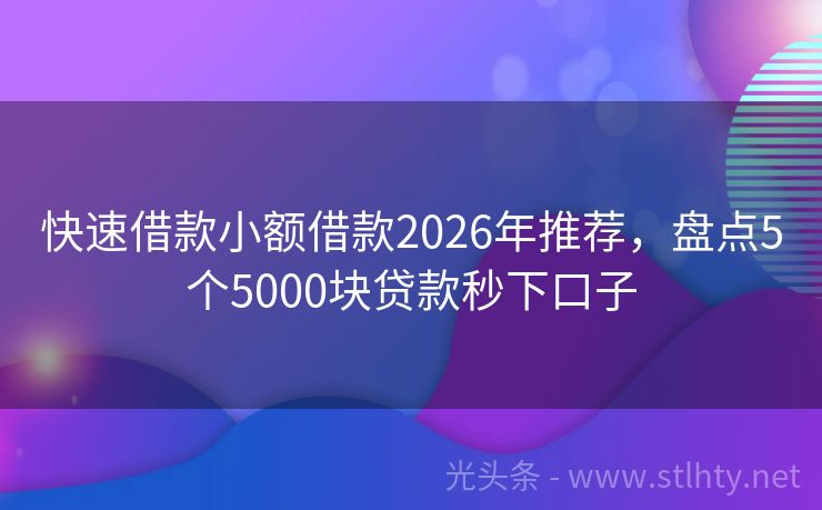 快速借款小额借款2026年推荐，盘点5个5000块贷款秒下口子