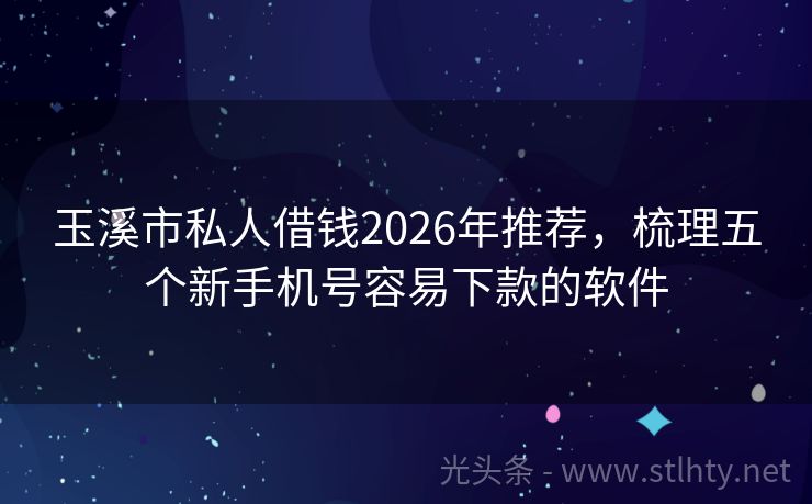 玉溪市私人借钱2026年推荐，梳理五个新手机号容易下款的软件