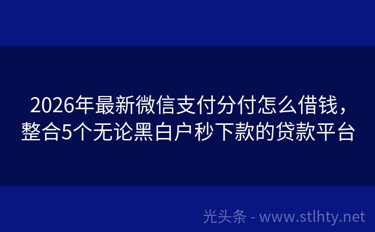 2026年最新微信支付分付怎么借钱，整合5个无论黑白户秒下款的贷款平台