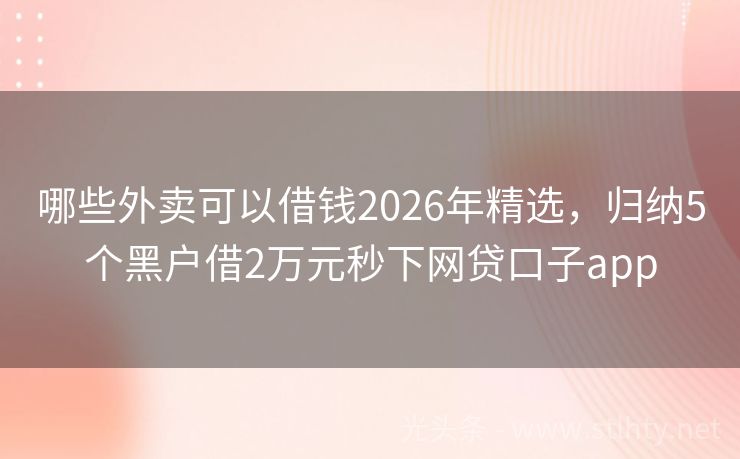 哪些外卖可以借钱2026年精选，归纳5个黑户借2万元秒下网贷口子app