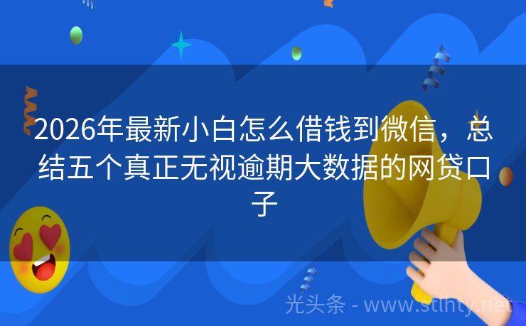 2026年最新小白怎么借钱到微信，总结五个真正无视逾期大数据的网贷口子