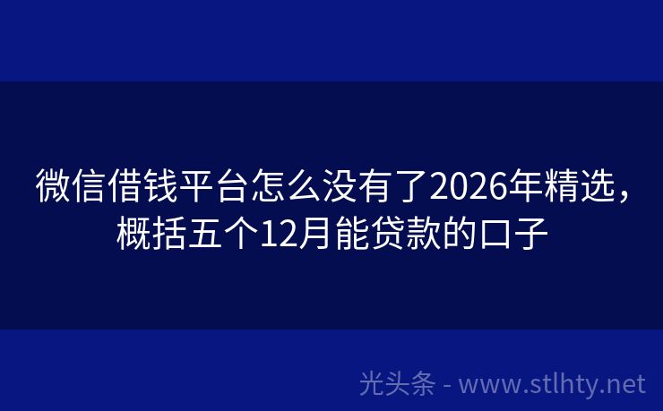 微信借钱平台怎么没有了2026年精选，概括五个12月能贷款的口子