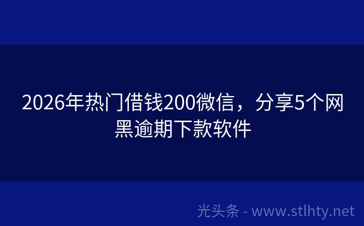 2026年热门借钱200微信，分享5个网黑逾期下款软件