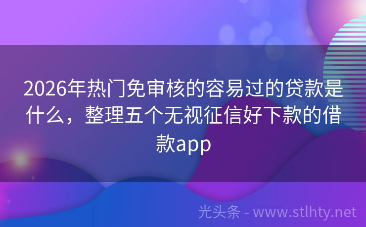 2026年热门免审核的容易过的贷款是什么，整理五个无视征信好下款的借款app