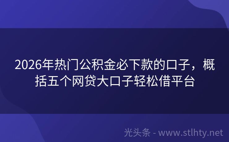 2026年热门公积金必下款的口子，概括五个网贷大口子轻松借平台