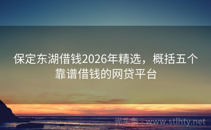 保定东湖借钱2026年精选，概括五个靠谱借钱的网贷平台